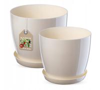 Ensemble de pot de fleurs KADAX avec dessous de plat, en plastique, 18 cm + 2...