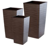 KADAX Set de pots de fleurs, bacs à fleurs en plastique "Tuluza", intérieur et extérieur, moka, 3 pièces