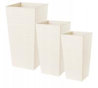 KADAX Set de pots de fleurs, bacs à fleurs en plastique "Tuluza", pour l'intérieur et l'extérieur, crème, set de 3 XL
