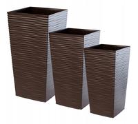 Kadax Set de 3 pots de fleurs Tuluza XL en plastique moka Intérieur/extérieur