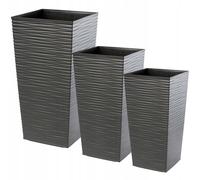 KADAX Set de pots de fleurs, bacs à fleurs en plastique "Tuluza", intérieur et extérieur, graphite, set de 3 XXL