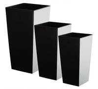 KADAX Set de pots de fleurs, pots de fleurs en plastique "Masiera", pour l'intérieur et l'extérieur, noir mat, 3 pièces