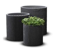 KETER Pot de fleurs S+ M+ L Cylindre Anthracite 230217