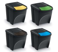 Prosperplast Poubelles KEDEN SORTIBOX 100% plastique recyclé Noir 100 L Lot de 4
