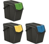 Ensemble de poubelles de tri Keden SORTI BOX 3x25l - noir recyclage Noir G