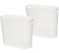 Ensemble de poubelles Ibzoa® 2 x 10 L (hauteur 27 cm) – poubelles compactes et élégantes en PP renforcé, de forme ovale, idéales pour la cuisine, la salle de bain et le bureau