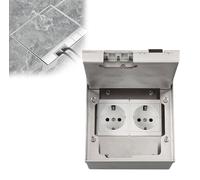 Ensemble de prises de sol, 16A, 250V, 4000W, en acier inoxydable, avec 2 prises européennes