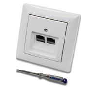 Ensemble de prises réseau double UAE Cat.6A RJ45, blindées, de couleur blanc alpin
