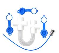 Ensemble de purgeur de condensats transparent, Blue | Unité de vidange en U CVC avec accès intérieur visible, raccords de connecteur et brosse