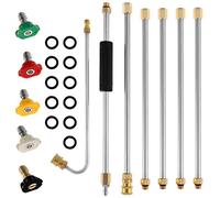 Ensemble de rallonges 4000 PSI pour nettoyeur haute pression - Tige d'extension de gouttière - Outils télescopiques avec 5 embouts de buse 6,35 mm