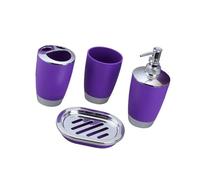 Ensemble de Rangement Complet d ' Accessoires de Salle de, Purple | Construction étanche, porte-brosse à dents, gobelet de lavage, distributeur de savon, solution de stockage