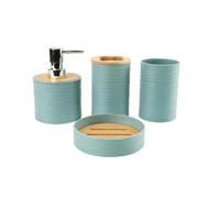Ensemble de Rangement de Salle de Bain 4 pièces sans organisateurs métalliques avec Couvercle en Bambou texturé pour comptoir de vanité Organisateurs de Salle de Bain avec Couvercle en Bambou