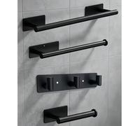 Ensemble de rangement de salle de bain en acier inoxydable, crochets de rangement sans perçage, barre de rangement pour serviettes, porte-papier toilette de salle de bain, crochets multifonctions, 1 s