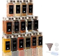 Ensemble de rangement pour épices comprenant des étiquettes, un moulin, un bol et des pots à épices de 120 ml (24 pièces)