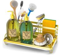 Ensemble de rangement pour évier de cuisine, sac de nettoyage en acier inoxydable, petite brosse, socle pour balai à franges, rangement et organisation, accessoires de décoration (doré)