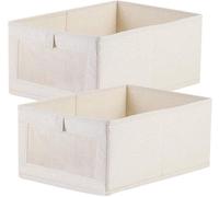 Ensemble de rangement pour vêtements, 2 pièces, en lin, à rabat, L41 x l28 x H17 cm, beige