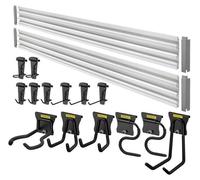 Ensemble de rangement STANLEY STST-22000-1, 2 rails 120 cm avec 18 accessoires et crochets garage, Gris