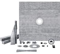 Ensemble de receveurs de douche VEVOR, 1828 x 1828 x 32 mm grand receveur de douche avec bride centrale en ABS, receveur de douche étanche, membrane et barre, barres d'inclinaison pour receveurs de do