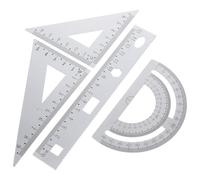 Ensemble de Règles en Métal Robuste, Alliage D'aluminium Argenté | Règle Droite, Plaque Triangulaire et Demi-arche, Format Compact pour École, Artistes et Ingénieurs