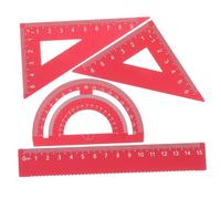 Ensemble de Règles Géométriques Rouge en Alliage D'aluminium | Règle Graduée, Plaque Triangulaire, Demi-arc et Rapporteur, Format Compact pour L'école Dessin