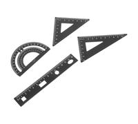 Ensemble de Règles Métalliques Noires, pour Élèves | Alliage D'aluminium, Format Compact et Portable, Règle Droite, Équerre Triangulaire, Rapporteur Semi-circulaire