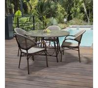 Paris Prix – Ensemble repas de jardin 4 places en aluminium Marron
