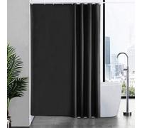 Ensemble de rideau de douche Ibenzoa® 180x210 cm – 1 rideau de douche en polyester (résistant à l'eau, antibactérien), 12 crochets blancs, anneaux en acier inoxydable, lesté, lavable en machine