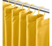 Ensemble de rideau de douche jaune à motif de feuilles avec 12 crochets
