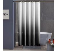 Ensemble de rideaux de douche anti-moisissure, 150 x 180 cm, blanc et noir, imperméable, lavable