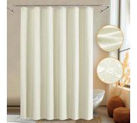 Ensemble de rideaux de douche - Étanche - Texture en coton - Qualité hôtel - Lavable en machine - Crochets en acier - Tissu épais - 230 g/m² - Pour salle de bain - Ensemble rideau de douche 183 x 214