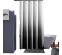 Ensemble de rideaux de douche imperméables, 150 x 180 cm, blanc/noir, polyester
