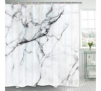 Ensemble de rideaux de douche imperméables, motif marbre, 180 x 200 cm, en tissu