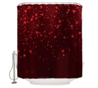 Ensemble de rideaux de douche pour salle de bain, Saint-Valentin, décoration de cœur rouge, tissu polyester imperméable, rideau de bain décoratif avec crochets pour baignoires de salle de bain, 183 x