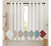 Ensemble de rideaux en lin Benzoa® (2 pièces), style vintage semi-transparent, idéal pour les petites fenêtres, dimensions : hauteur 137 cm x largeur 140 cm, composition : 30% lin, grammage : 200 g, a