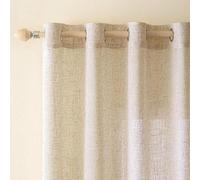 Ensemble de rideaux en voile de lin - Semi-transparent - Blanc - 140 x 225 cm - Décoration pour chambre d'enfant et salon