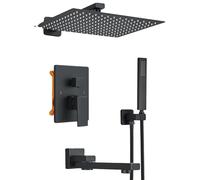 Ensemble de robinet de douche, comprenant une douchette à main et un bras de douche fixe, pour montage mural, modèle 3 voies, diamètre 12 pouces