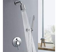 Ensemble de robinet de douche mural brossé d - Mélangeur de douche en laiton chaud et froid - Système de douche de salle de bain avec pommeau de douche et tuyau
