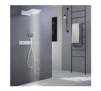 Ensemble de robinet de douche thermostatique, pommeau de douche à effet pluie avec pulvérisateur à main, système de douche mural, kit complet de valve de douche et poignée, accessoires de douche