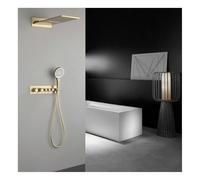 Ensemble de robinet de douche thermostatique, pommeau de douche à effet pluie avec pulvérisateur à main, système de douche mural, kit complet de valve de douche et poignée, accessoires de douche