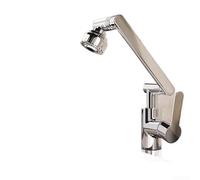 Ensemble de robinet rotatif à bras mécanique pour évier de cuisine et de lavabo, mitigeur eau chaude froide avec tuyau flexible, robinet d'évier de salle de bain en plastique et acier (B)