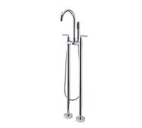 Ensemble de robinets de Douche de Salle de Bain, Robinet de Baignoire autoportant, Remplissage de Baignoire, Double Tube, monté au Sol, Robinet de Baignoire cylindrique avec douchette à Main à Effet