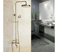 Ensemble de robinets de Douche en Laiton doré, Pomme de Douche de 7.7 Pouces, pulvérisateur de Douche à Main avec douchette à Main, Robinet mitigeur Mural Zgf435