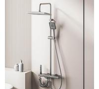 Ensemble de robinets de douche gris complet, système de douche avec affichage de température, ensemble de douche, pommes de douche avec combo de pulvérisation à main, ensemble de robinets de douche de