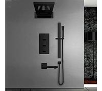 Ensemble de robinets de Douche thermostatiques Noirs, tête de Cascade de Pluie, Support Mural, mitigeur de Bain, Robinet de Douche thermostatique à 4 Voies
