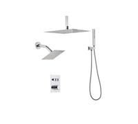 VEVOR Ensemble de Robinetterie de Douche, Système de Douche Thermostatique 3 Fonctions, Pommeau Haut à Effet Pluie 30,5 cm, Pommeau Mural et Douchette à Main, Kit de Valve en Laiton et Garniture
