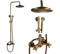 Ensemble de robinetterie de douche, laiton antique, boutons doubles, laiton antique A01