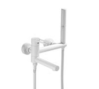 Ensemble de Robinetterie Moderne pour Baignoire Et Douche Robinetterie Blanche avec Mitigeur 2 Jets Robinetterie Murale en Laiton Robinetterie de Douche pour Baignoire