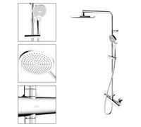 Ensemble de robinetterie thermostatique de douche Keuco, complet avec pomme de douche, chromé, 1 pièce.