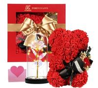 Ensemble de roses arc-en-ciel - Cadeau pour femme, épouse, fille, petite amie, ours en peluche - Cadeau idéal pour la Saint-Valentin, la fête des mères, Noël et un anniversaire de mariage