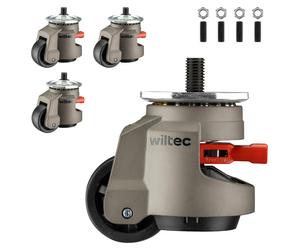 Ensemble de roulettes de forte capacité Wiltec, 2000 kg, 4 pièces, roulettes rétractables avec filetage M12, 4 roulettes de transport de 500 kg pour meubles, machines et aide au transport